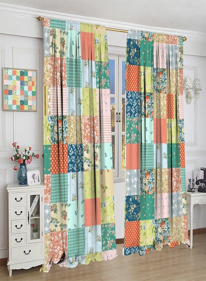 KANEPE Patchwork Curtains, Boho Floral Vintage Boho Colorful Spring Wild Flower Window Treatments, Rod Pocket Thermal Insulated Drapes 2 Panel Sets for Bedroom Living Room, 42" W x 45" L【Decor】 - Image 5
